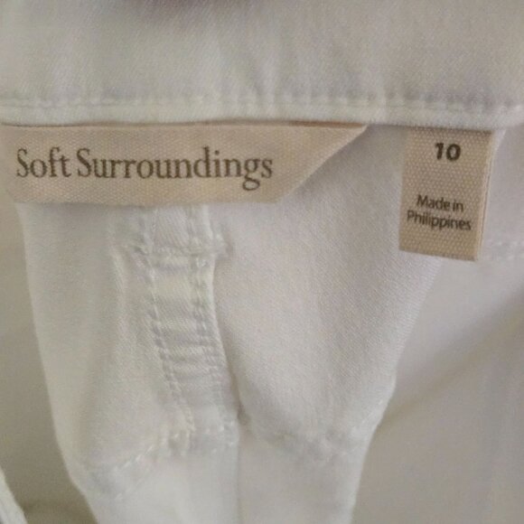 Soft Surroundings NWT White Wide Leg Crop Crochet Lace Hem Pants Size 10(Missy) - Picture 10 of 11